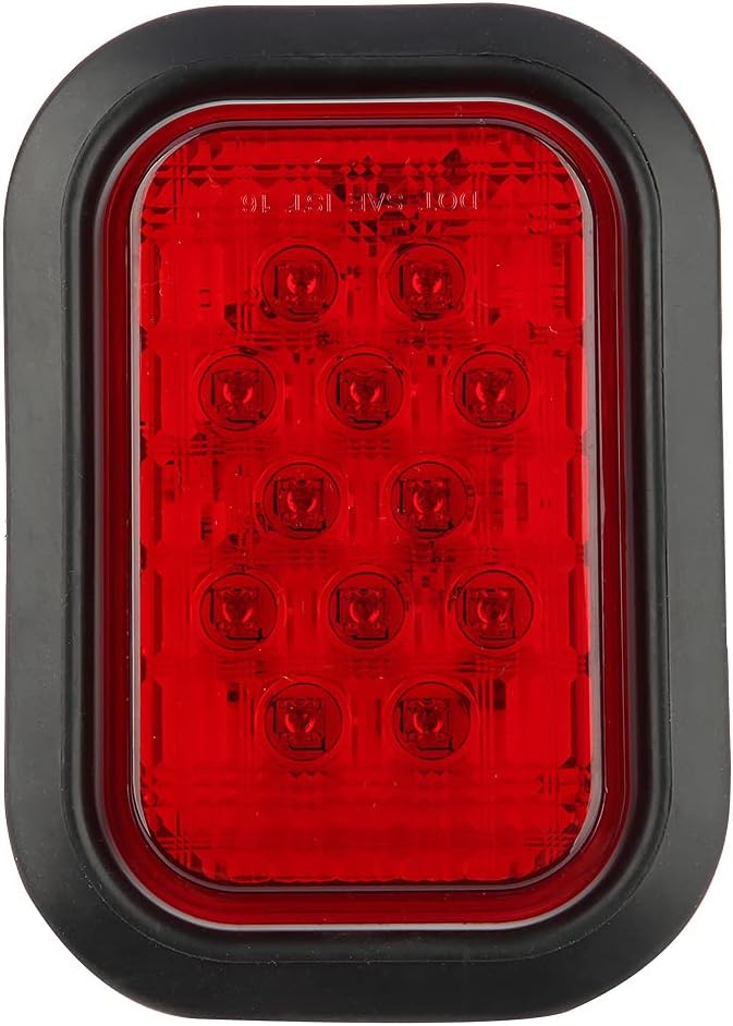 Partswcgg 5" × 3" أضواء خلفية حمراء LED للمقطورة - 4 قطع أضواء فرامل وتوقف ودوران LED مستطيلة - Image 2