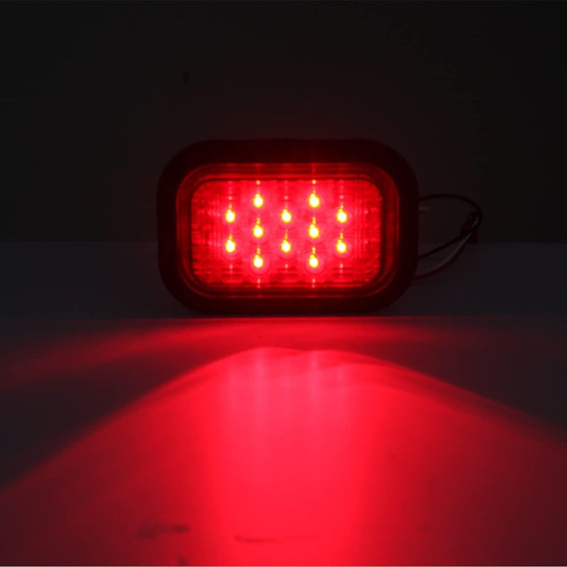 Partswcgg 5" × 3" أضواء خلفية حمراء LED للمقطورة - 4 قطع أضواء فرامل وتوقف ودوران LED مستطيلة - Image 3