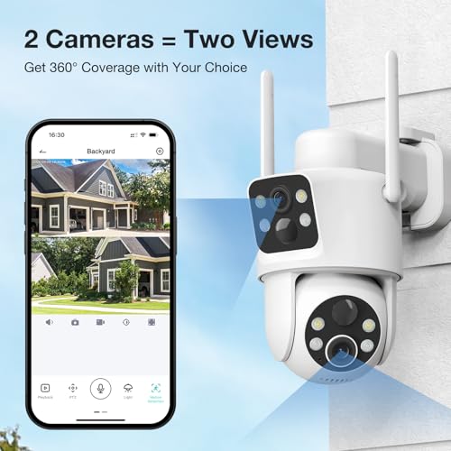TKENPRO Dual Lens Solar Security Cameras Wireless Outdoor 2K Full HD Video 360 View PanTilt Home Security Camera with Color Night Vision Easy to Install PIR Alarm 24GHz WiFi - Image 3