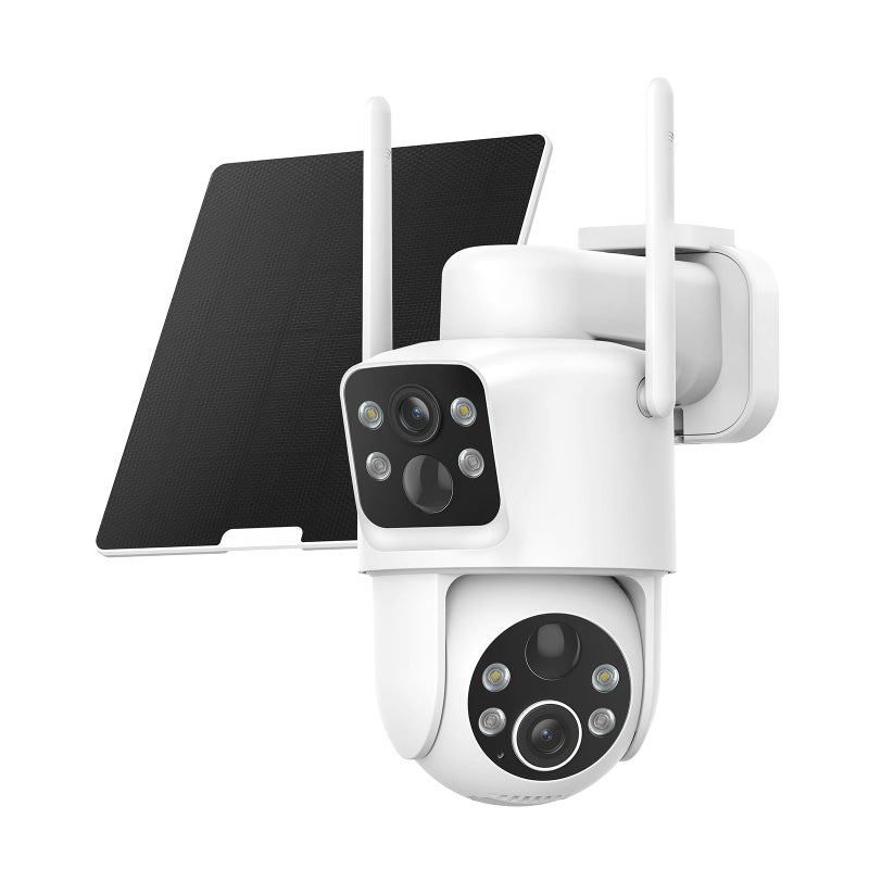 TKENPRO Dual Lens Solar Security Cameras Wireless Outdoor 2K Full HD Video 360 View PanTilt Home Security Camera with Color Night Vision Easy to Install PIR Alarm 24GHz WiFi - Image 2