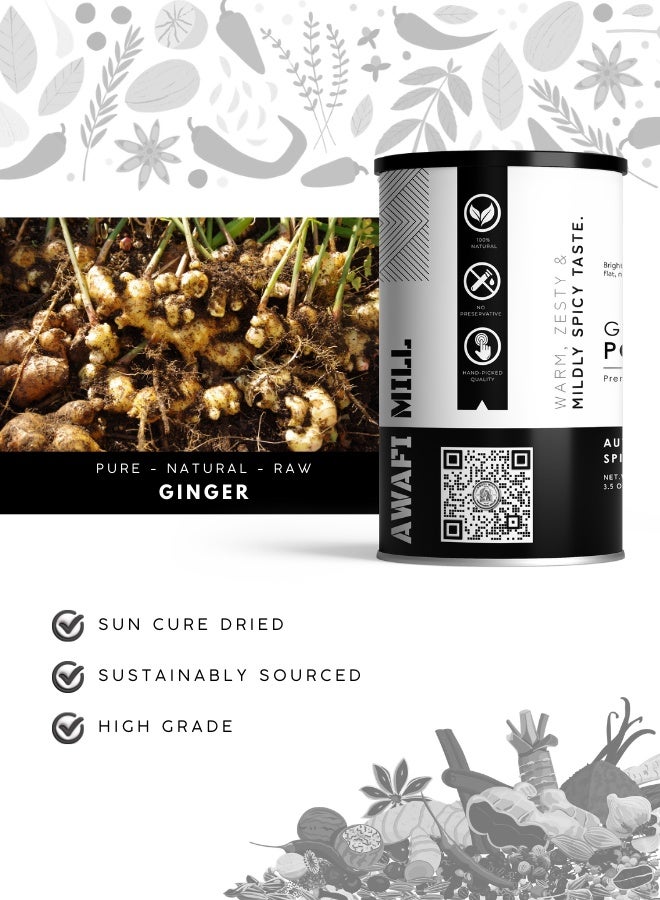أباميك مسحوق الزنجبيل من أوافي ميل (زنجبيل أوفيسينال) | نكهة دافئة وحمضية للكاري - 100 غرام | 3.5 أونصة - Image 3