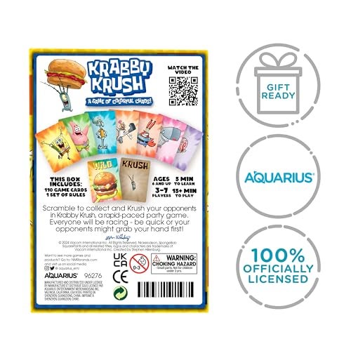 Aquarius Spongebob Krabby Krush Card Game Great Family Fun Ages 6 Officially Licensed Spongebob Squarepants Merchandise Collectibles Card Game - Image 5
