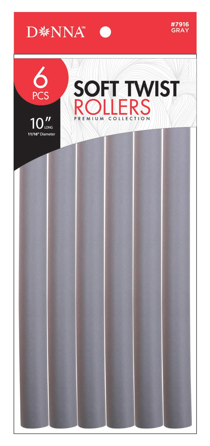 دونا 10 لفائف شعر فوم ناعمة لتمويج الشعر بدون حرارة 1116D رمادي 6 قطع