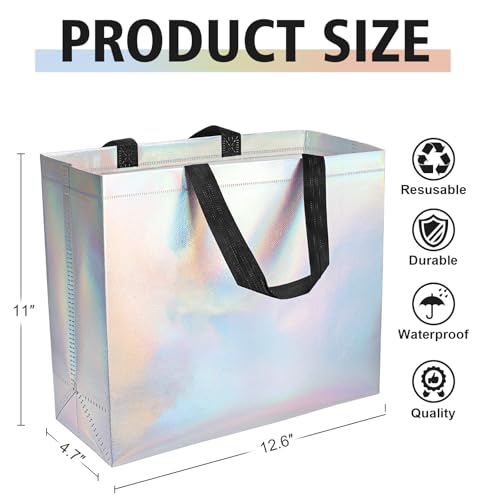 Hugro Tarfive 【18-Pack Shiny Color】 Reusable Gift Bags with Handles, Bulk Goodie Bags for Easter, Baby Shower,Kids Birthday, Party Favors, Wedding, Holiday Goodie | 12.6x4.7x11 Inches | 18 Premium Shiny Color Bag | Eco-Friendly - Image 2