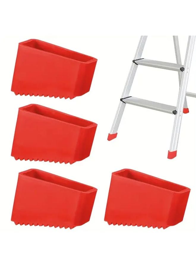 Red Non Slip Rubber Feet Replacement Kit For Folding Ladder Furniture Leg Protectors - Image 1