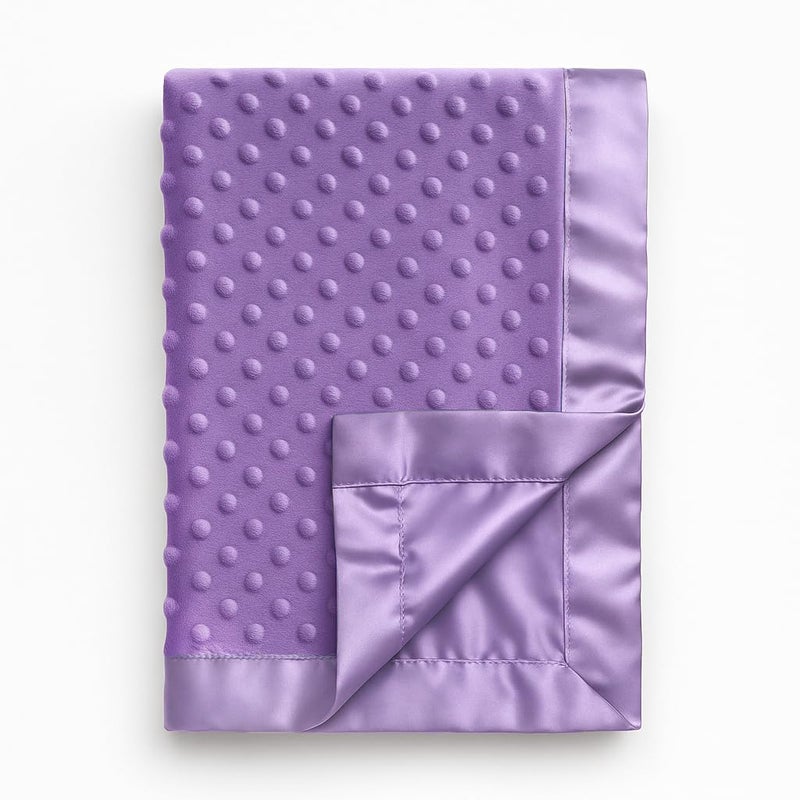 Pro Goleem Baby Soft Minky Dot Blanket with Silky Satin Backing Baby Gifts for Boys and Girls (Purple, 30â€™â€™ x 40â€™â€™) - Image 1