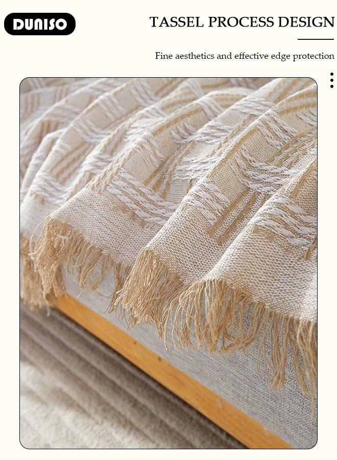 DUNISO غطاء أريكة، بطانية أريكة قابلة للغسل، غطاء أريكة متعدد الاستخدامات لجميع الفصول، غطاء أريكة كبير الحجم، أغطية أريكة للحيوانات الأليفة، بطانية منسوجة على شكل L وشكل U مع شرابات 130*180 سم - Image 5