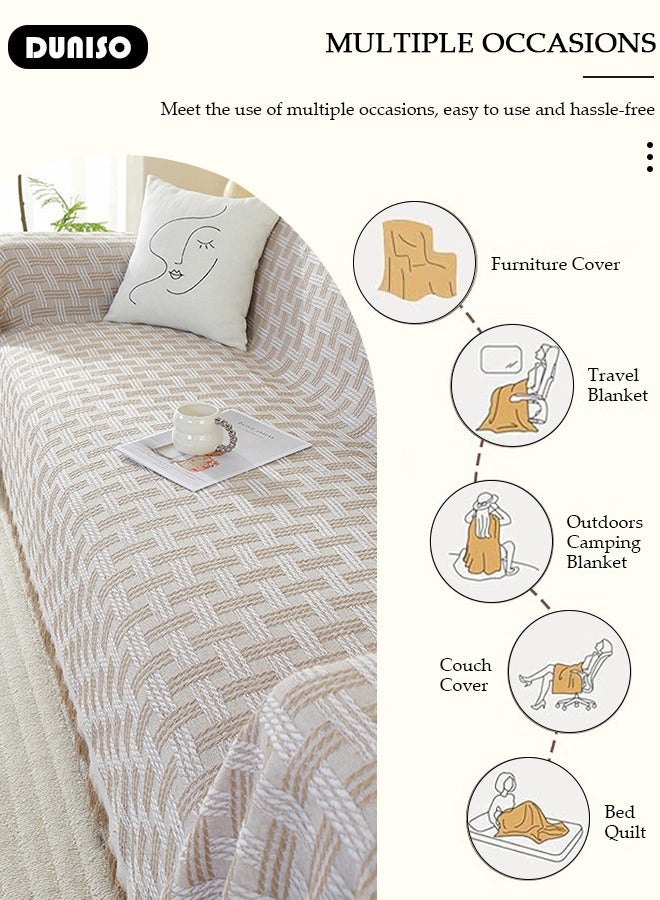 DUNISO غطاء أريكة، بطانية أريكة قابلة للغسل، غطاء أريكة متعدد الاستخدامات لجميع الفصول، غطاء أريكة كبير الحجم، أغطية أريكة للحيوانات الأليفة، بطانية منسوجة على شكل L وشكل U مع شرابات 130*180 سم - Image 4