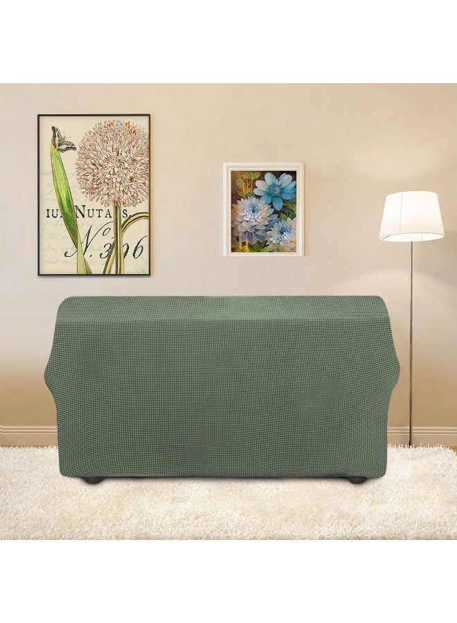 Easy-Going EasyGoing Stretch Loveseat Slipcover 1Piece Sofa Cover Furniture Protector Couch Soft with Elastic Bottom for Kids Polyester Spandex Jacquard Fabric Small Checks Loveseat Greyish Green - Image 5