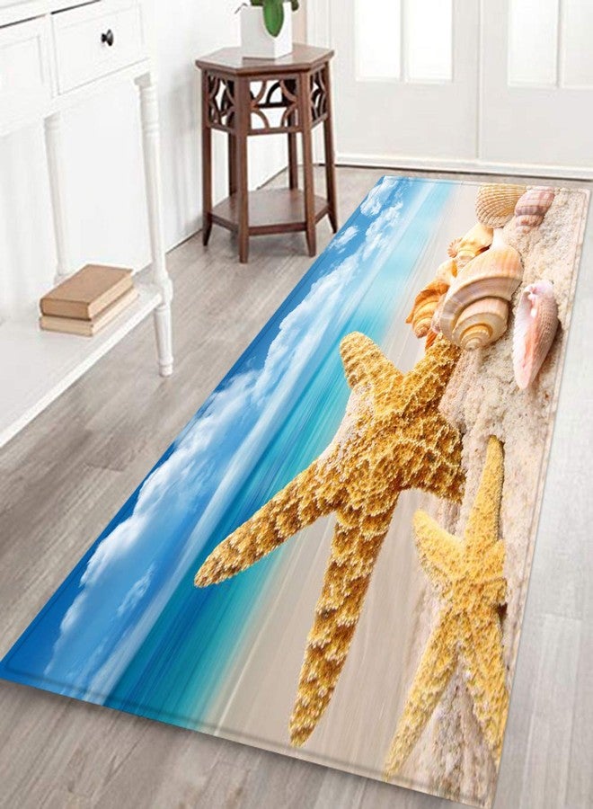 LYFANS Absorbent Non-Slip Floor MATS in The Bathroom and Kitchen, Bright and Durable Flannel 3D-Printed Carpet in The Living Room, and 47x18 inches of Conch Beach-Themed Decorative Carpet - Image 4
