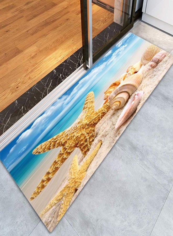 LYFANS Absorbent Non-Slip Floor MATS in The Bathroom and Kitchen, Bright and Durable Flannel 3D-Printed Carpet in The Living Room, and 47x18 inches of Conch Beach-Themed Decorative Carpet - Image 1