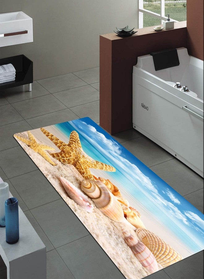 LYFANS Absorbent Non-Slip Floor MATS in The Bathroom and Kitchen, Bright and Durable Flannel 3D-Printed Carpet in The Living Room, and 47x18 inches of Conch Beach-Themed Decorative Carpet - Image 3