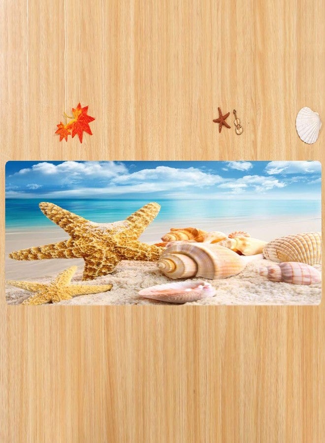 LYFANS Absorbent Non-Slip Floor MATS in The Bathroom and Kitchen, Bright and Durable Flannel 3D-Printed Carpet in The Living Room, and 47x18 inches of Conch Beach-Themed Decorative Carpet - Image 2