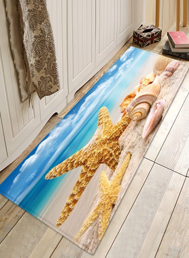 LYFANS Absorbent Non-Slip Floor MATS in The Bathroom and Kitchen, Bright and Durable Flannel 3D-Printed Carpet in The Living Room, and 47x18 inches of Conch Beach-Themed Decorative Carpet - Image 5