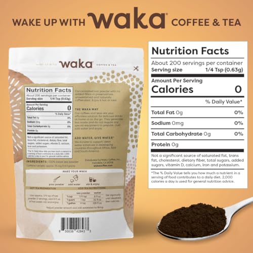 Waka Coffee Waka Instant Black Tea Mix, Classic - 100% Tea Leaves, No Additives, Unsweetened Tea Powder for 50 Quarts or 200 Cups – Easy and Quick Hot or Iced Teas (4.5oz) - Image 2