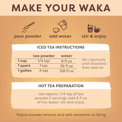 Waka Coffee Waka Instant Black Tea Mix, Classic - 100% Tea Leaves, No Additives, Unsweetened Tea Powder for 50 Quarts or 200 Cups – Easy and Quick Hot or Iced Teas (4.5oz) - Image 4