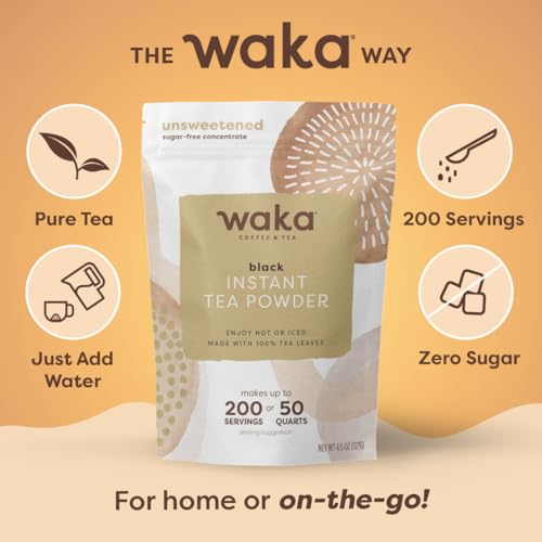 Waka Coffee Waka Instant Black Tea Mix, Classic - 100% Tea Leaves, No Additives, Unsweetened Tea Powder for 50 Quarts or 200 Cups – Easy and Quick Hot or Iced Teas (4.5oz) - Image 3