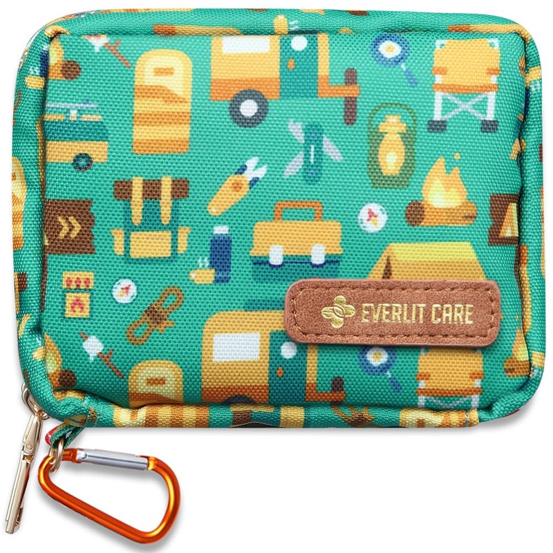 EVERLIT CARE EVERLIT Mini Rescue Pack 105 Medical Essentials Organized in Portable Storage Bag Pocket Size Kids First Aid Kit with D Ring Small FamilyFriendly Travel Medical Kit Camping