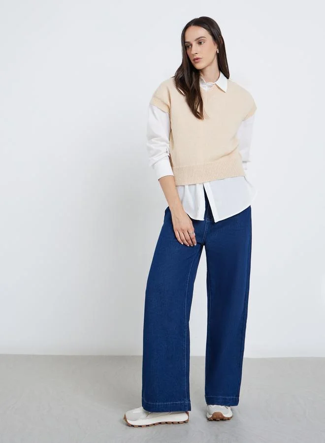 Styli Styli Women Beige Boxy Fit Knit Vest