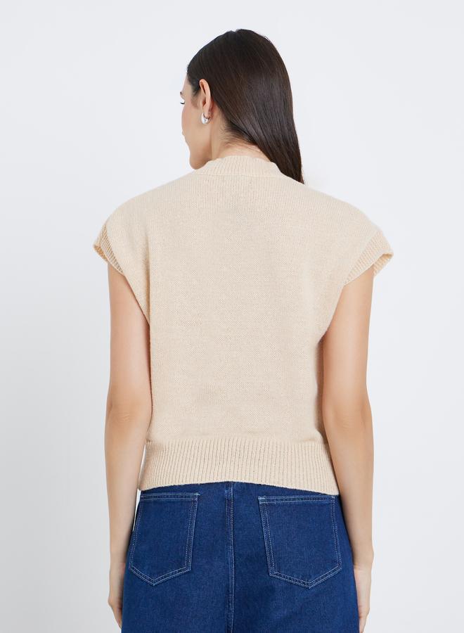Styli Women Beige Boxy Fit Knit Vest - Image 5