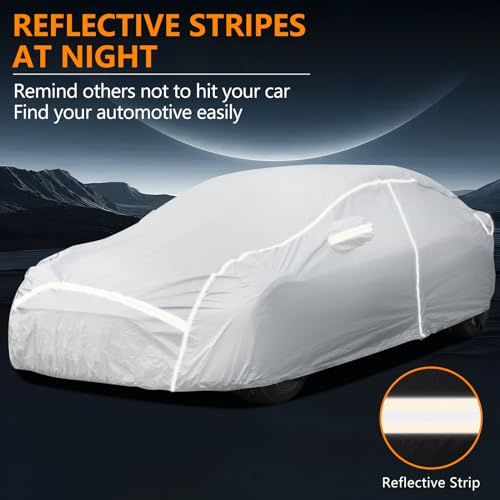 WMCHEYI Car Cover Waterproof All Weather,6 Layers Car Covers for Automobiles, Full Exterior Cover with Zipper, Outdoor Car Cover Sun UV Rain Snow Wind Protection, Fit for 185"(185*70*59 inch)Sedan - Image 3