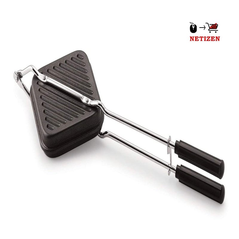 NETIZEN NonStick Non Electric Aluminium 2 Slice Grill Sandwich Bread Toaster Black Pack of 1 Grill Toaster - Image 3
