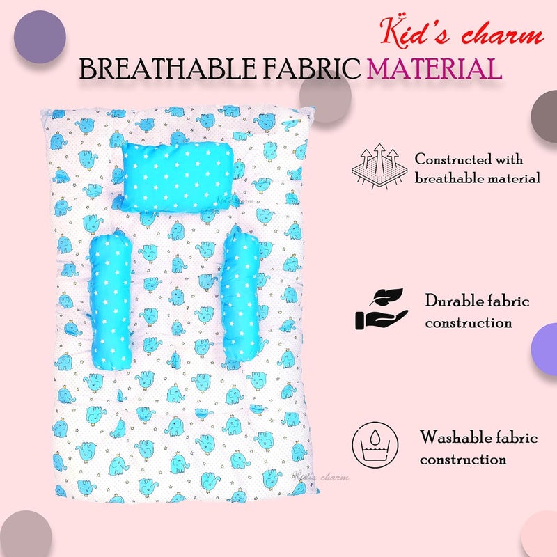 Kid's Charm Kids Charm Baby Sleeping ElephantMega Portable 2 in 1 for 4 to 8 Months New Born Baby Baby Sleeping Bed Cotton PillowBlue - Image 4