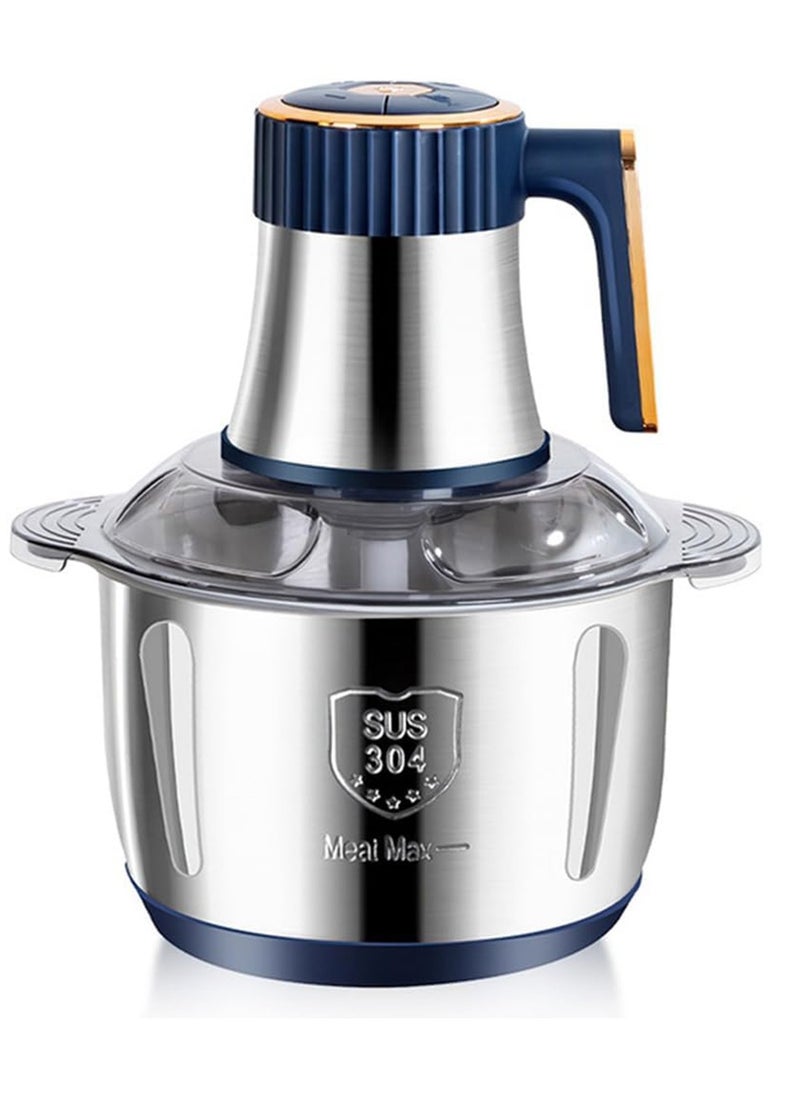 AMINAC - Food Processor, 5-Speed Food Chopper Meat Grinder with 5L Stainless Steel Bowl, 6 Bi-Level Blades for Chopping, Grinding, Mincing, Whisking, Meal Prep, 500w, Blue - Image 1