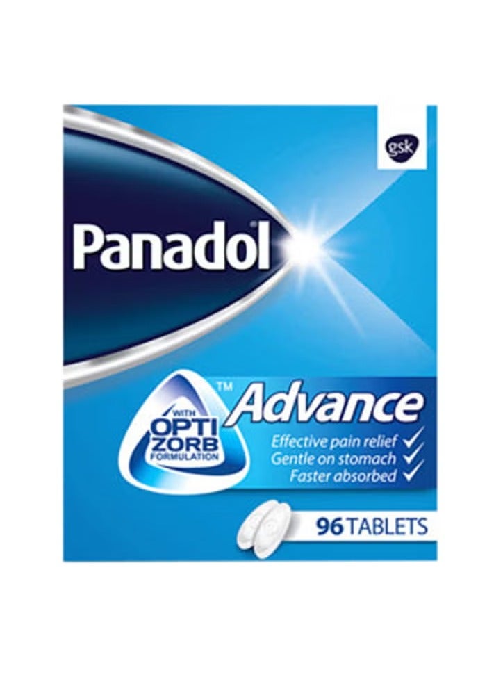 بانادول تسكين فعال للألم، لطيف على المعدة، سريع الامتصاص، 96 قرصًا