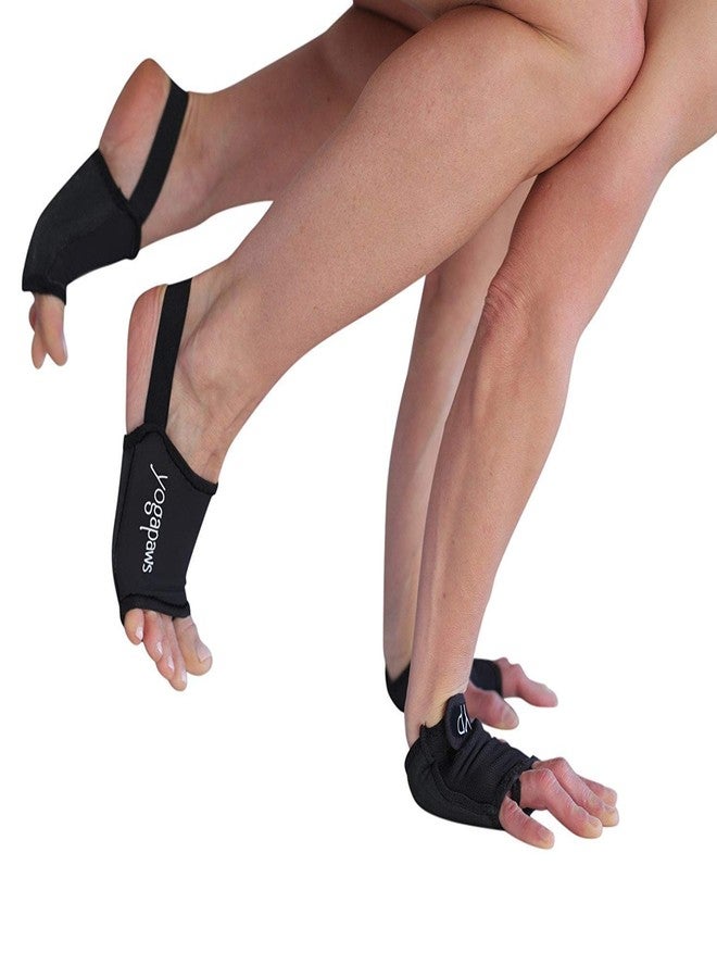 يوجا باوز طقم قفازات وجوارب YogaPaws Elite بدون أصابع، أسود كلاسيكي، (مقاس 4) رجالي عادي/عريض - Image 1