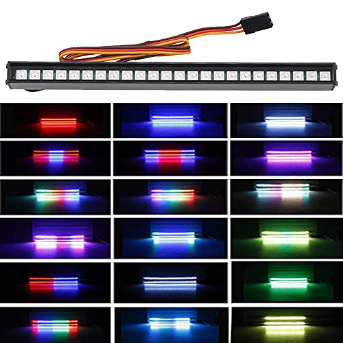 GLOBACT RC Light Bar With 24 Lamp Beads 20 Light Modes 155mm Roof Lamp for 110 Scale Slash TRX4 Bronco Trx6 Arrma Axial Scx10 I II RC4WD Crawler Truck Accessories - Image 1
