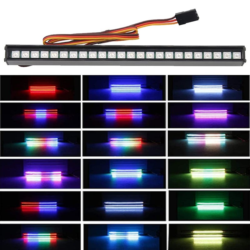 GLOBACT RC Light Bar With 24 Lamp Beads 20 Light Modes 155mm Roof Lamp for 110 Scale Slash TRX4 Bronco Trx6 Arrma Axial Scx10 I II RC4WD Crawler Truck Accessories - Image 2