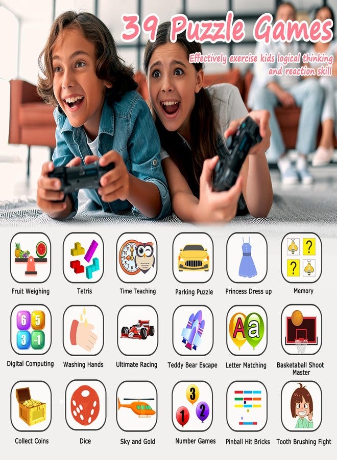 Wiszodet ساعة Wiszodet الذكية للأطفال، هدية مثالية للفتيات من عمر 5 إلى 12 عامًا، شاشة لمس 1.54 بوصة، مزودة بكاميرا عالية الدقة، فيديو، 39 لعبة، موسيقى، عداد خطوات، مصباح يدوي، ومنبه. هدية رائعة للأولاد والبنات من عمر 7 إلى 10 سنوات. - Image 5