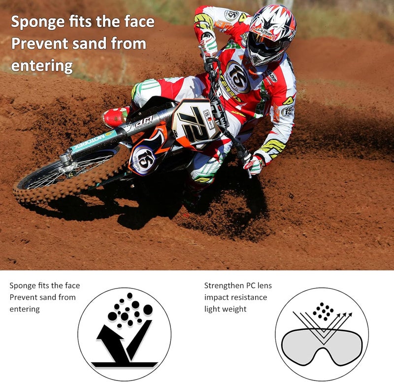 LMAVAG Motorcycle Goggles - UV400 Anti-Scratch Offroad Goggles for Motocross and ATV - Image 2