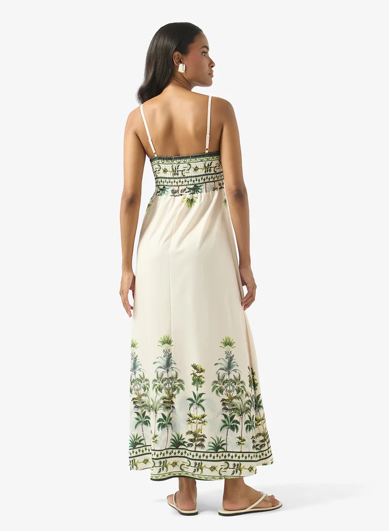 Soleira Palm Print Beach Dress