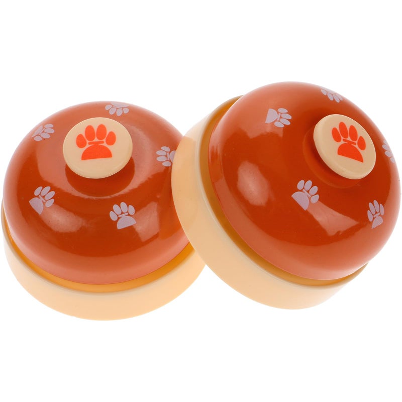 Large Orange Paw Print Dog Training Bell Set 2pcs Pet Pressing Bell for Puppy Home Interactive Use - Image 2