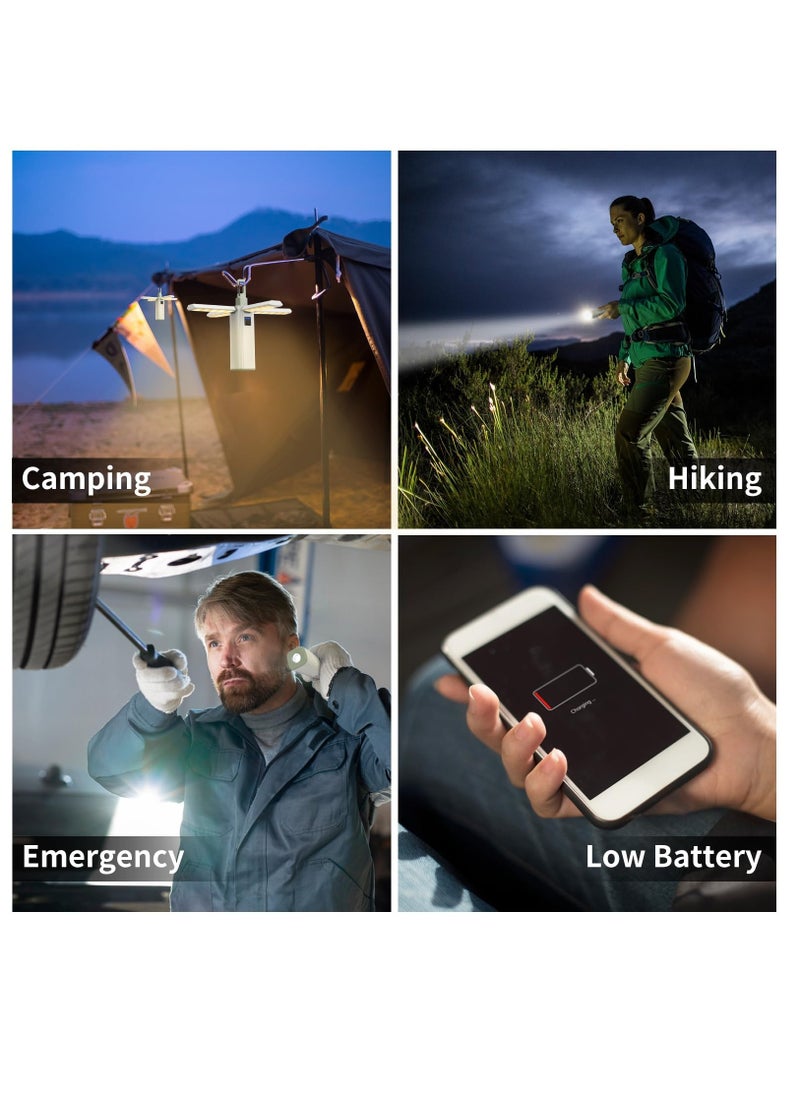 Excefore - Foldable Camping Lantern Light Flashlight, Rechargeable 1000 LM, 2000mAh, Dimmable Camping Lantern Flashlight, Camping Essentials, IPX4 Waterproof LED Lantern, Camping Light For Hiking, Power Outages - Image 1