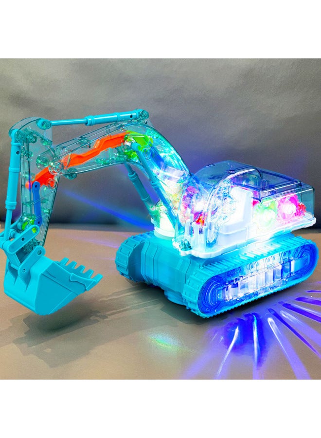 Baby Electric Toy Car Universal Gear Excavator Music Light 1 4 Years Old Boy Female 3 Years Old Children 2 Cars-Color:【yellow】 Transparent Gear Excavator 198-15-Scale:+3 Aa Batteries + Screwdriver - Image 2