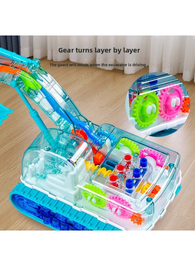 Baby Electric Toy Car Universal Gear Excavator Music Light 1 4 Years Old Boy Female 3 Years Old Children 2 Cars-Color:【yellow】 Transparent Gear Excavator 198-15-Scale:+3 Aa Batteries + Screwdriver - Image 5