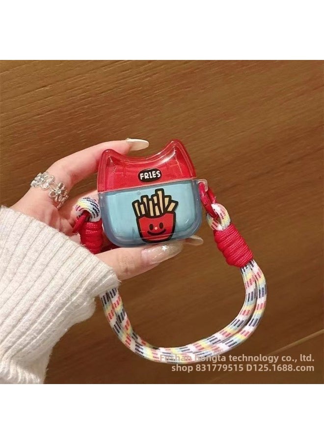 Generic Cute Cat Ear Portable Lanyard Suitable For Apple Wireless Bluetooth Airpods Pro2 Generation Headset 3 Generation Protective Cover-Color:French Fries Lanyard Independent Packaging-Applicable Model:Airpods Pro  - Image 5