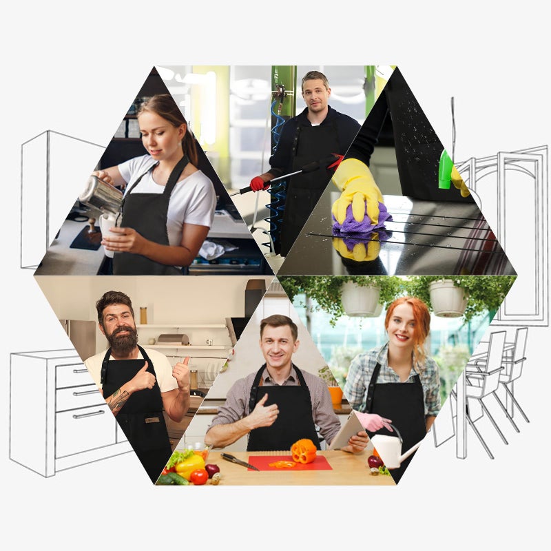 Yuubin Extra Large Aprons for Men, Adjustable Button Bib Apron with 3 Pockets Chef Cooking Kitchen Aprons Women,Water & Oil Resistant - Image 5