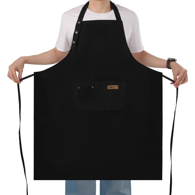 Yuubin Extra Large Aprons for Men, Adjustable Button Bib Apron with 3 Pockets Chef Cooking Kitchen Aprons Women,Water & Oil Resistant - Image 1