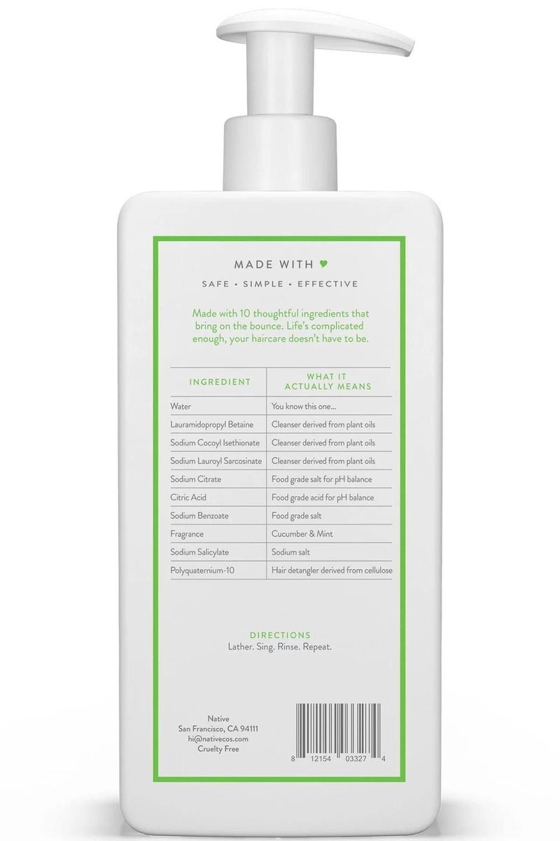 Native Vegan Cucumber & Mint Natural Volume Shampoo, Clean, Sulfate, Paraben and Silicone Free - 16.5 fl oz - Image 2