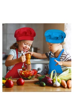 Excefore 6 Pieces Kids Apron Chef Hat Set - Boys Girls Aprons with Pockets for Kitchen Cooking Baking Painting  - Image 5