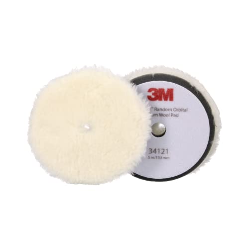 3M Perfect-It Random Orbital Medium Wool Compounding Pad, 5"/130 mm, White, 34121, Orbital Pads for Automotive Compounding and Polishing - Image 1