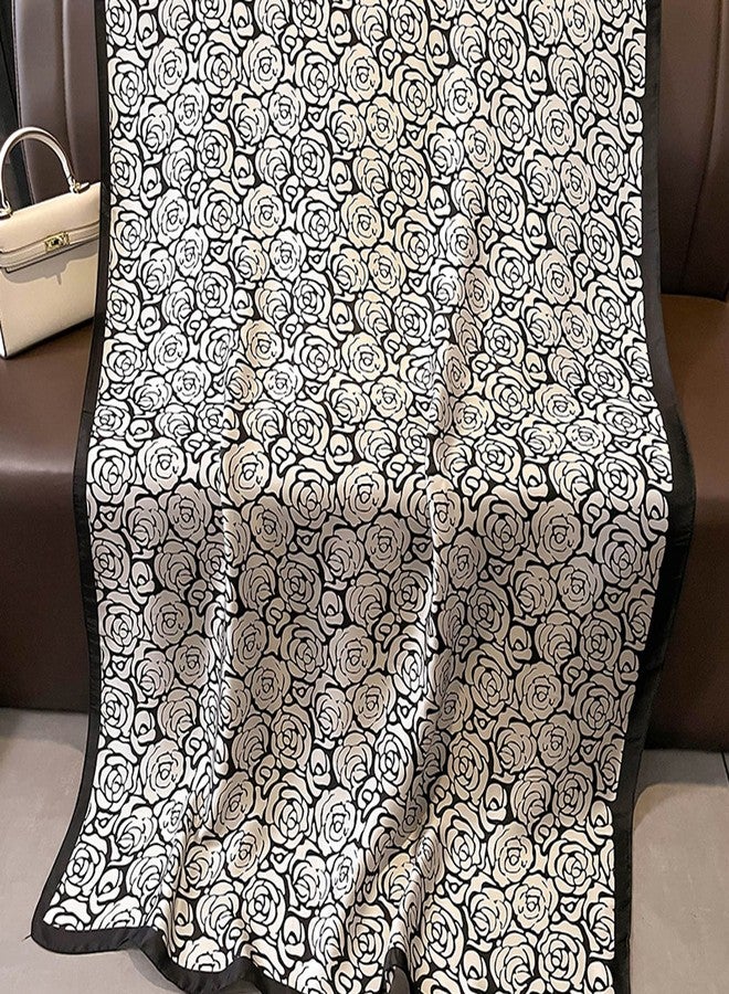 Aufeel Fashion Scarves 100% Silk Felling Scarf Long Lightweight Sunscreen Shawls Wrap for Women Hair Scarves, Flower Print, L - Image 4