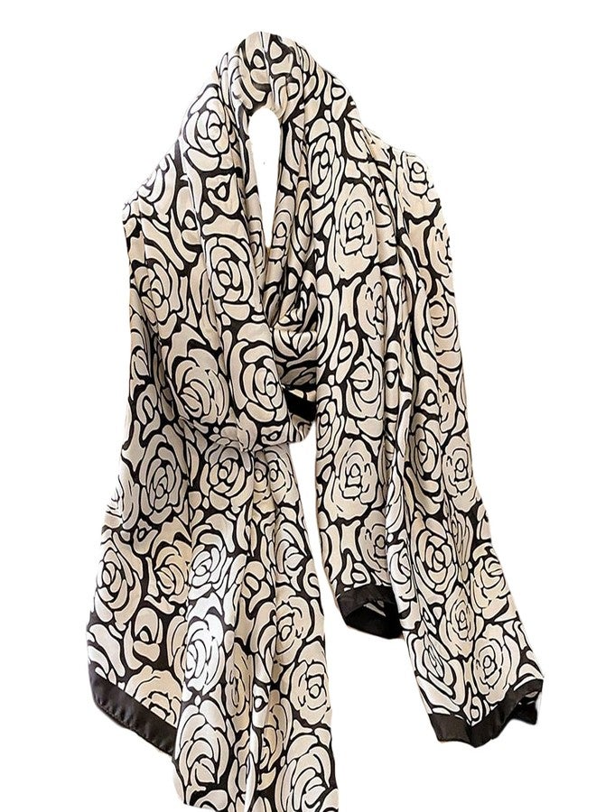 Aufeel Fashion Scarves 100% Silk Felling Scarf Long Lightweight Sunscreen Shawls Wrap for Women Hair Scarves, Flower Print, L - Image 1