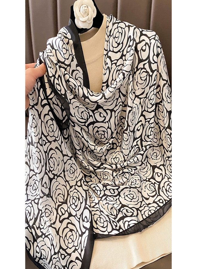 Aufeel Fashion Scarves 100% Silk Felling Scarf Long Lightweight Sunscreen Shawls Wrap for Women Hair Scarves, Flower Print, L - Image 5