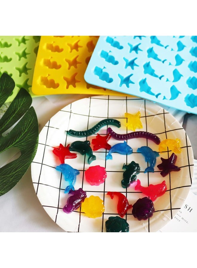 KRLIFCSL Mini Gummy Ocean Animals Silicone Candy Molds Including Hippocampus, Starfishs, Dolphins, Whales, Shells, Worms, for Making Gummies, Chocolates, Vitamin Candy, Pack of 3. (Mini Sea Animal) - Image 3