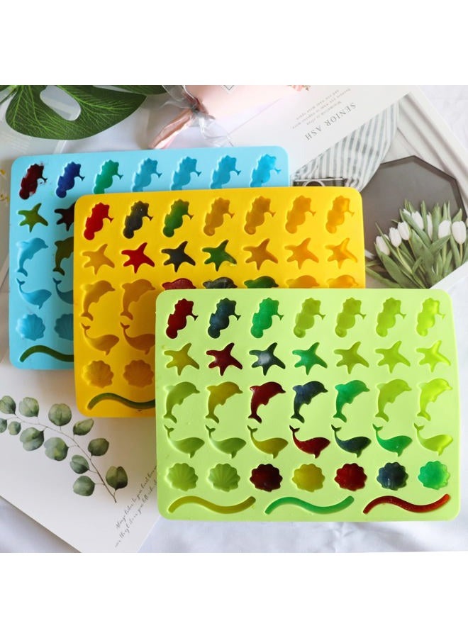 KRLIFCSL Mini Gummy Ocean Animals Silicone Candy Molds Including Hippocampus, Starfishs, Dolphins, Whales, Shells, Worms, for Making Gummies, Chocolates, Vitamin Candy, Pack of 3. (Mini Sea Animal) - Image 5